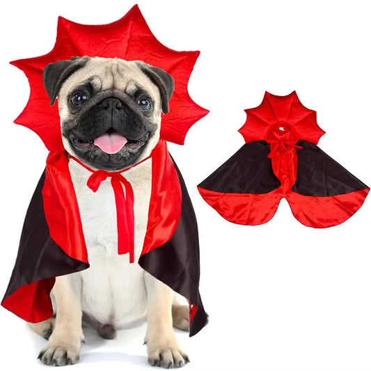Halloween Dog Costume Cat Dog Vampire Devil Costume Cat Halloween Cloak Cape Red Black Halloween Costumes for Small Medium Dogs